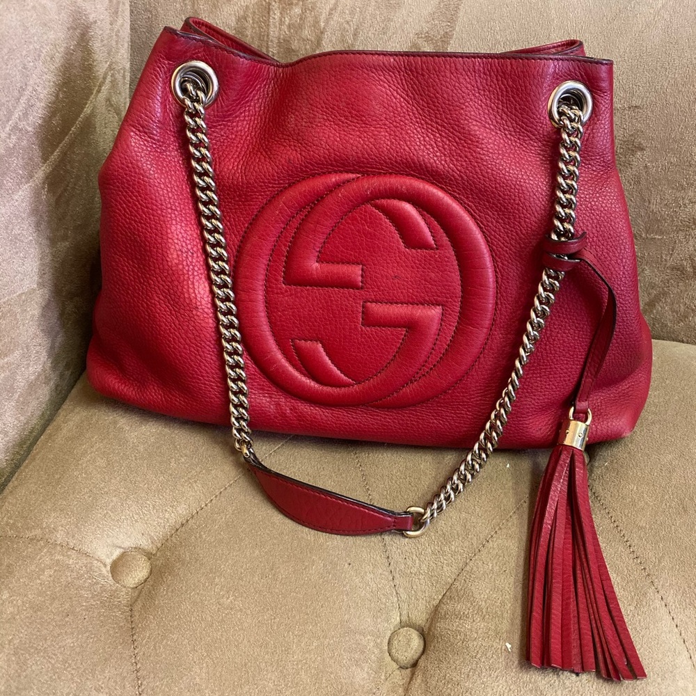 ⚠️ Red Gucci Medium Soho Bag Used and Dirty